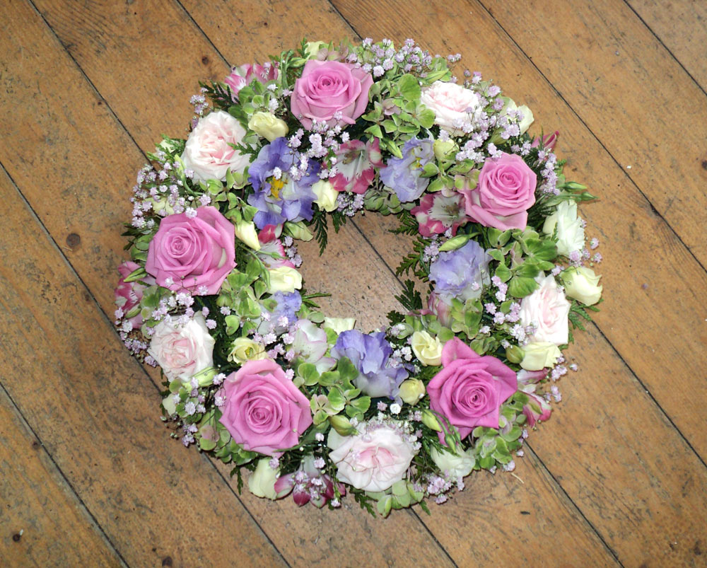 funeral wreath with roses